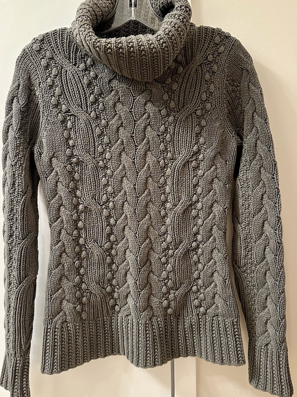 Banana Republic Gray Cable Knit Turtleneck Sweater